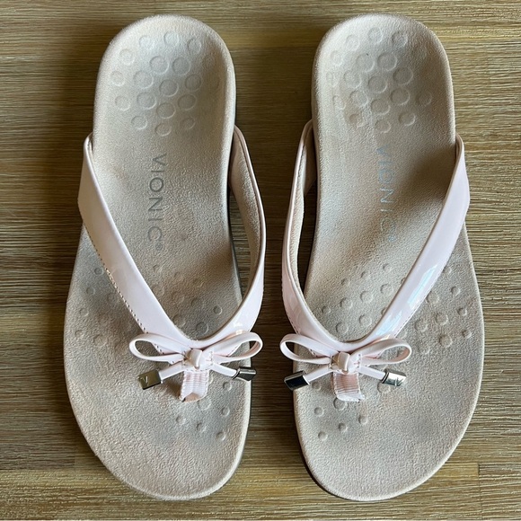 Vionic Pink and Cream Sandals with Textured Sole and Decorative Strap - Picture 7 of 13